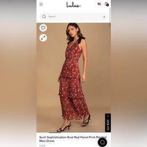 Such Sophistication Rust Red Floral Print Pleated Maxi Dress - Medium